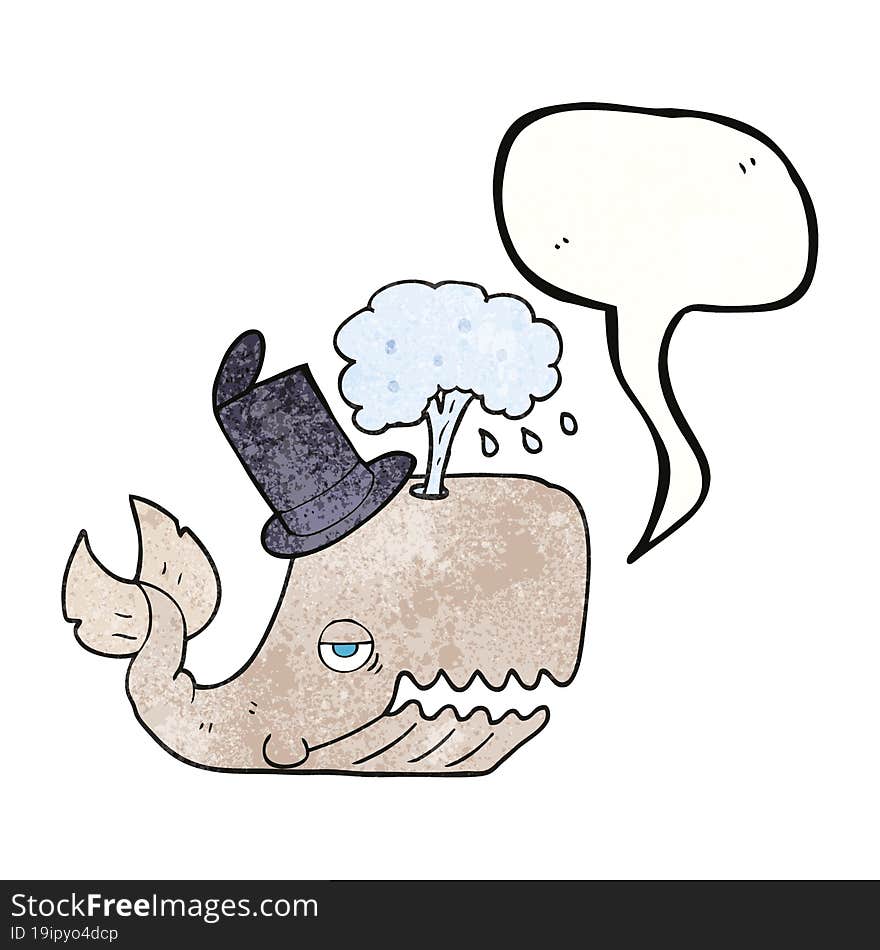 speech bubble textured cartoon whale spouting water