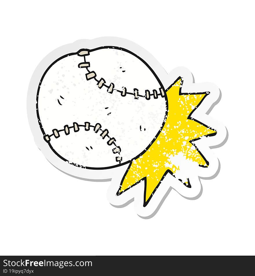 retro distressed sticker of a cartoon baseball ball