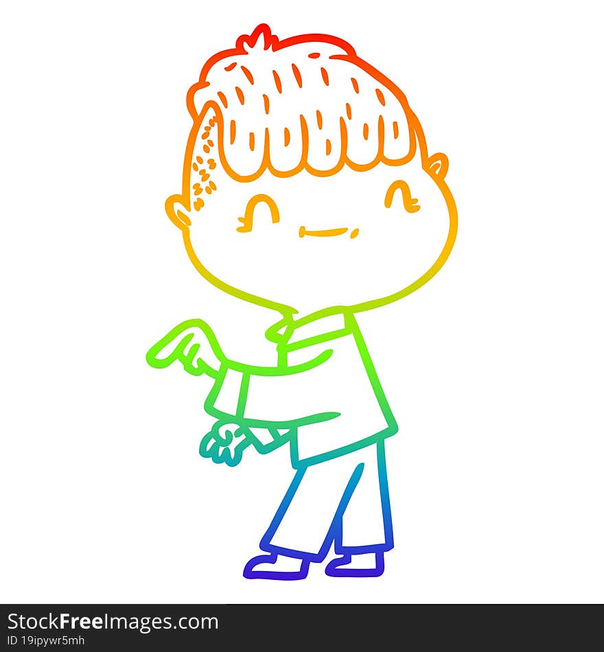 rainbow gradient line drawing cartoon friendly boy