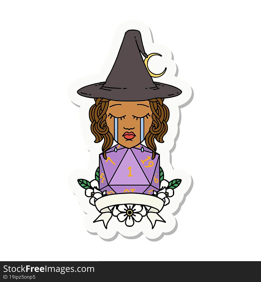 Crying Human Witch With Natural One Roll Sticker