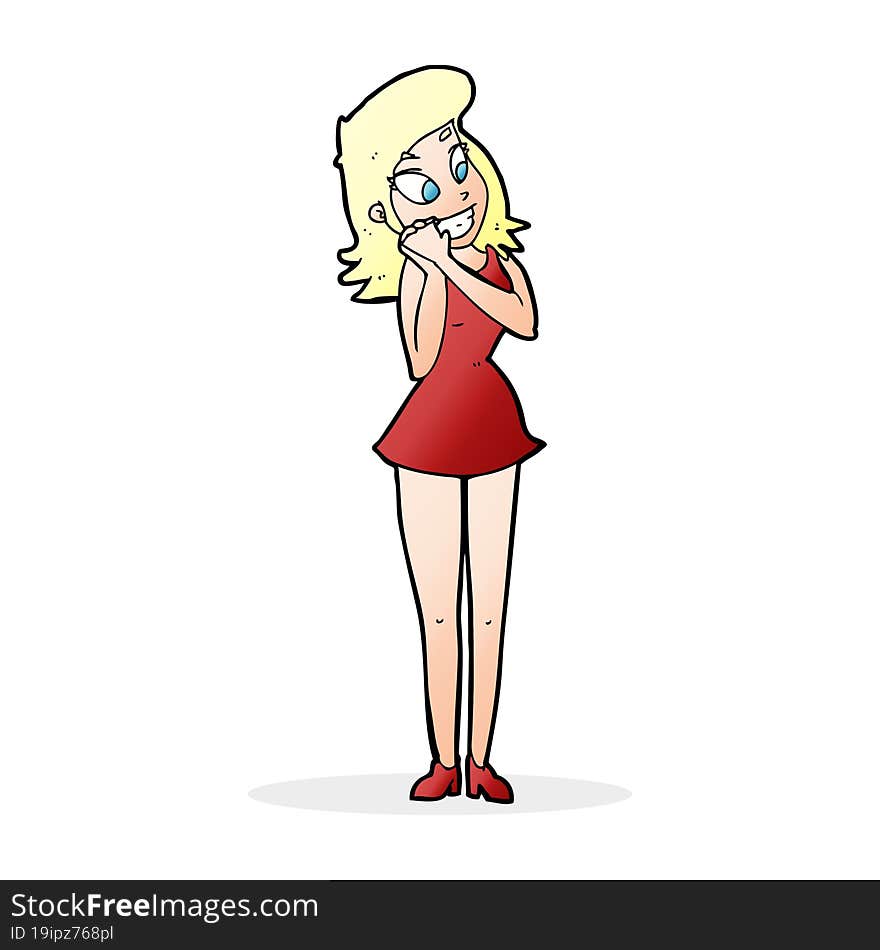 cartoon excited woman