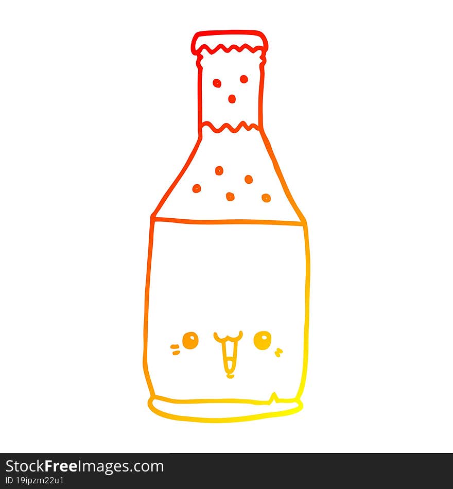 warm gradient line drawing cartoon beer bottle