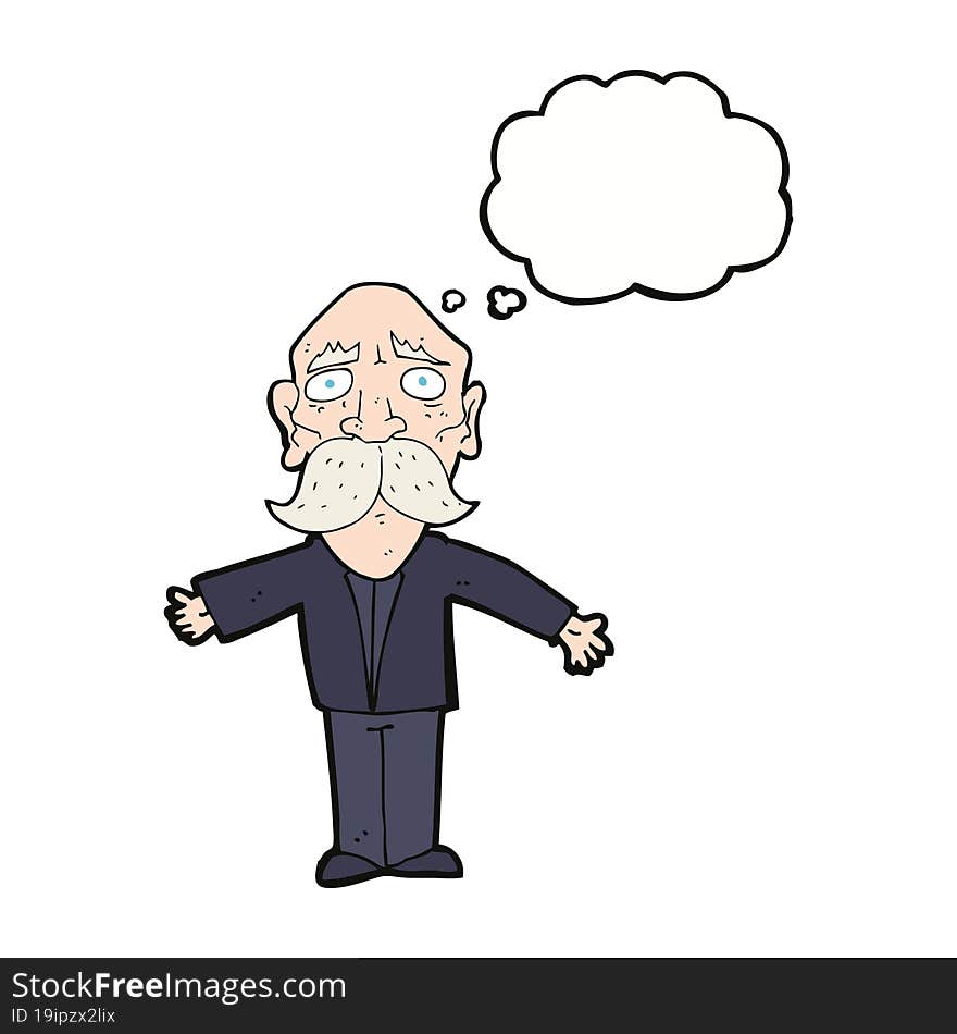 Cartoon Disapointed Old Man With Thought Bubble