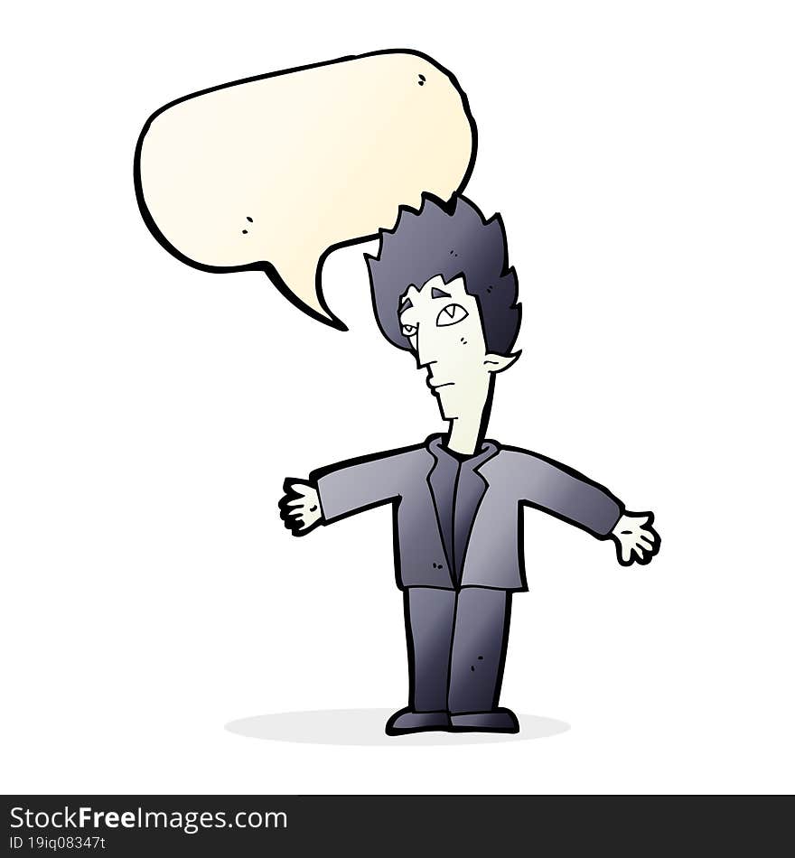 Cartoon Vampire Man With Speech Bubble