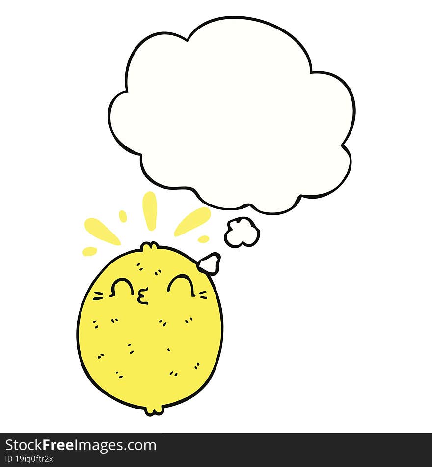 Cute Cartoon Lemon And Thought Bubble