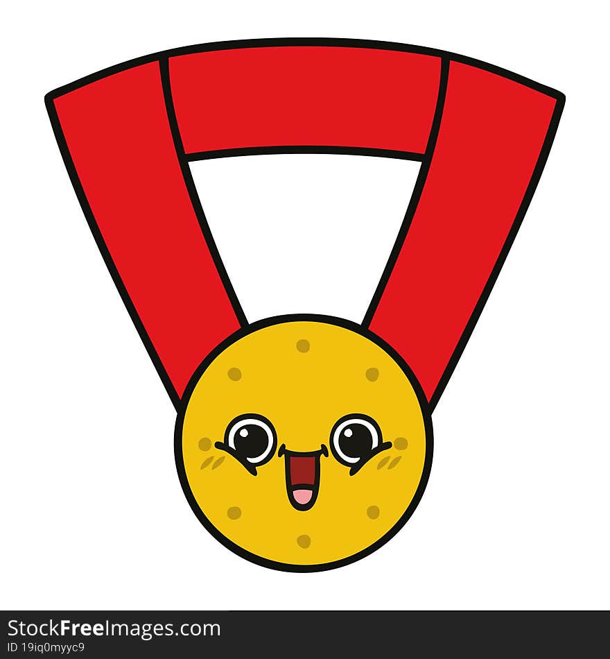 cute cartoon of a gold medal. cute cartoon of a gold medal