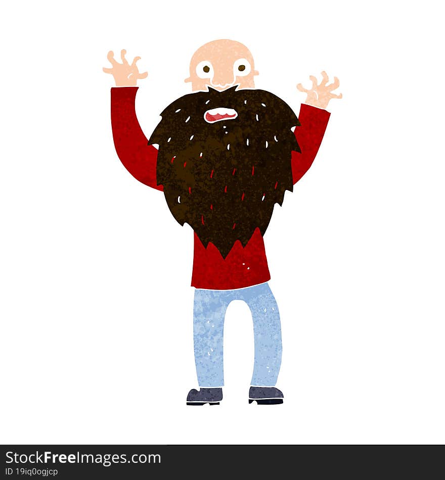 cartoon frightened old man with beard