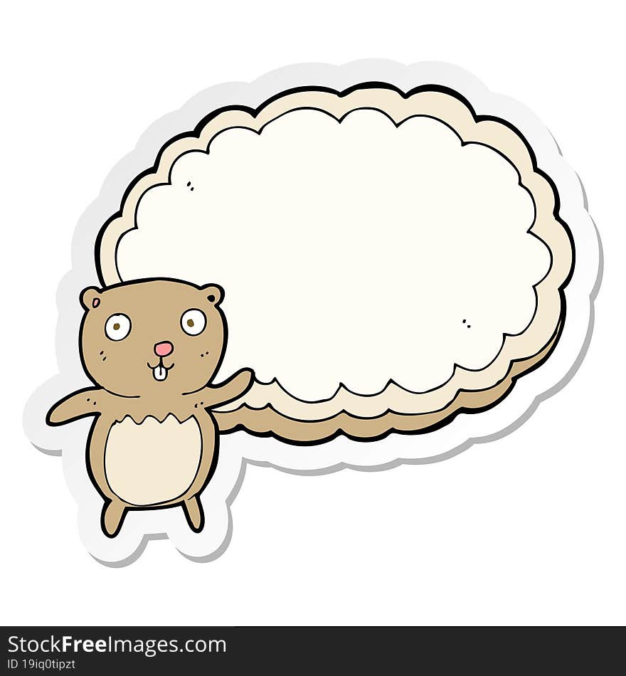 sticker of a cartoon bear with text space cloud