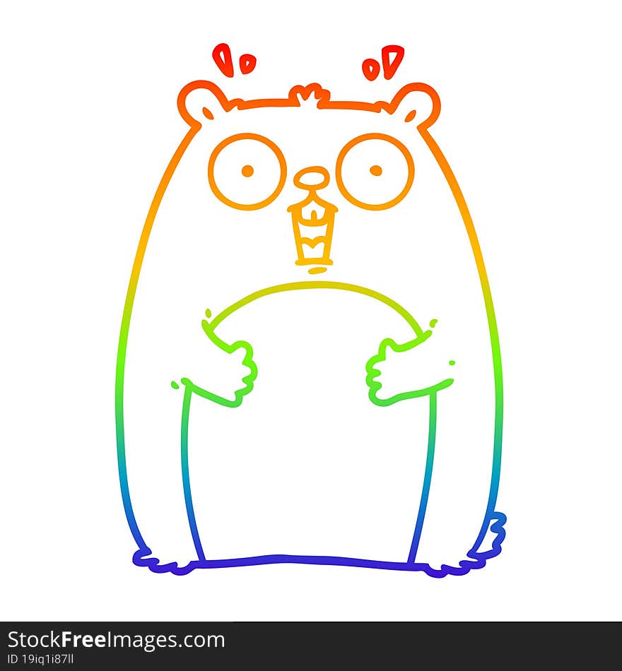 rainbow gradient line drawing cartoon shocked ground hog