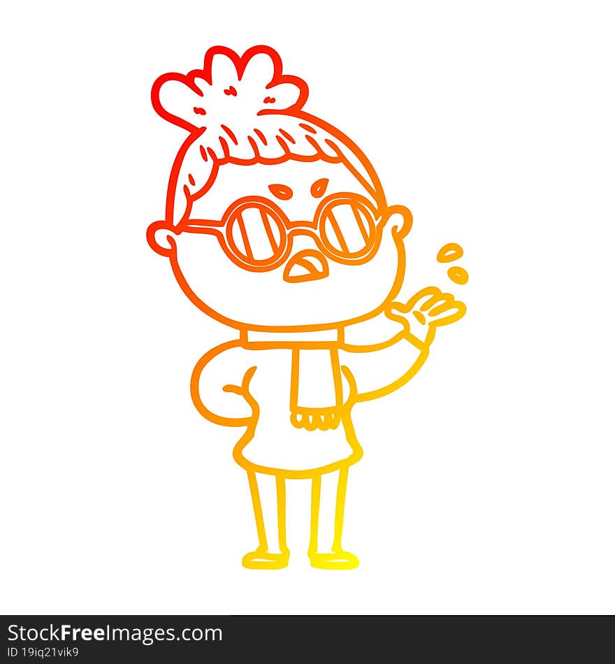 warm gradient line drawing cartoon annoyed woman