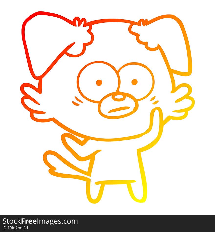 warm gradient line drawing nervous dog cartoon