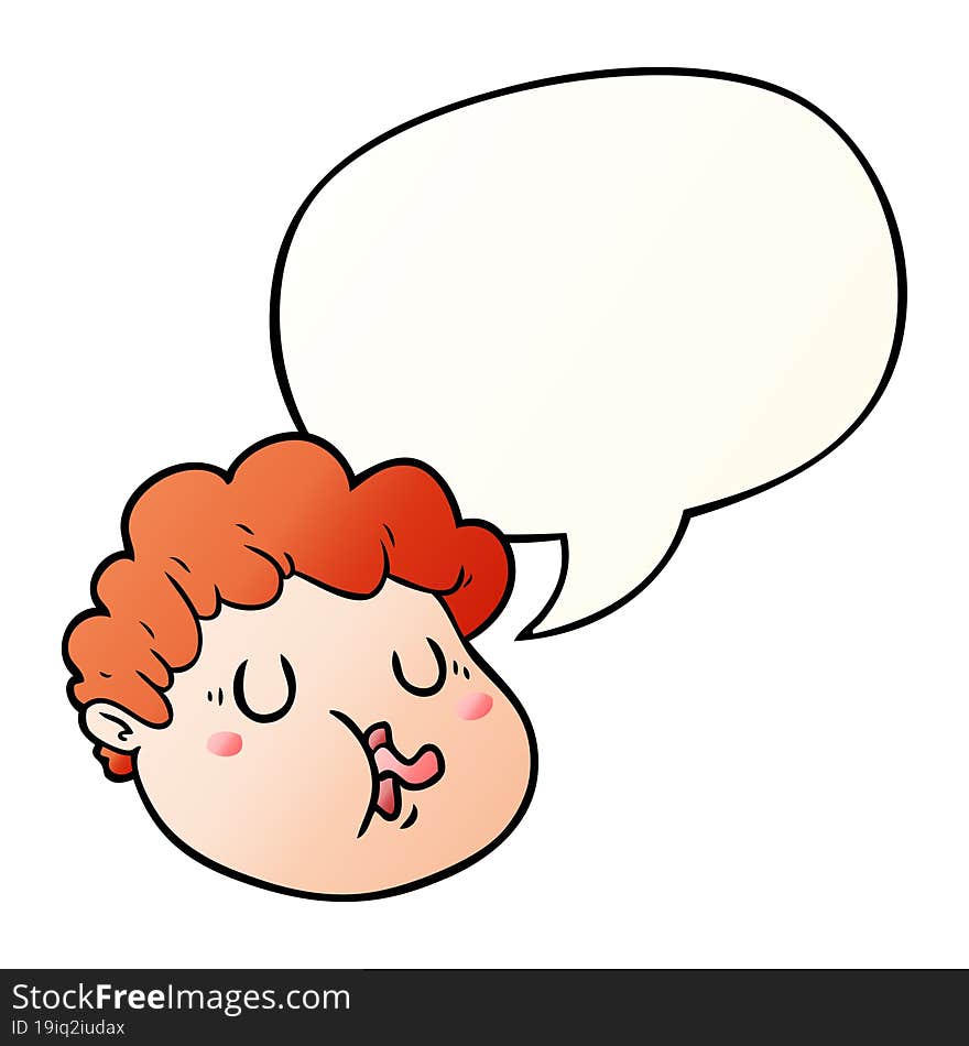 Cartoon Male Face And Speech Bubble In Smooth Gradient Style