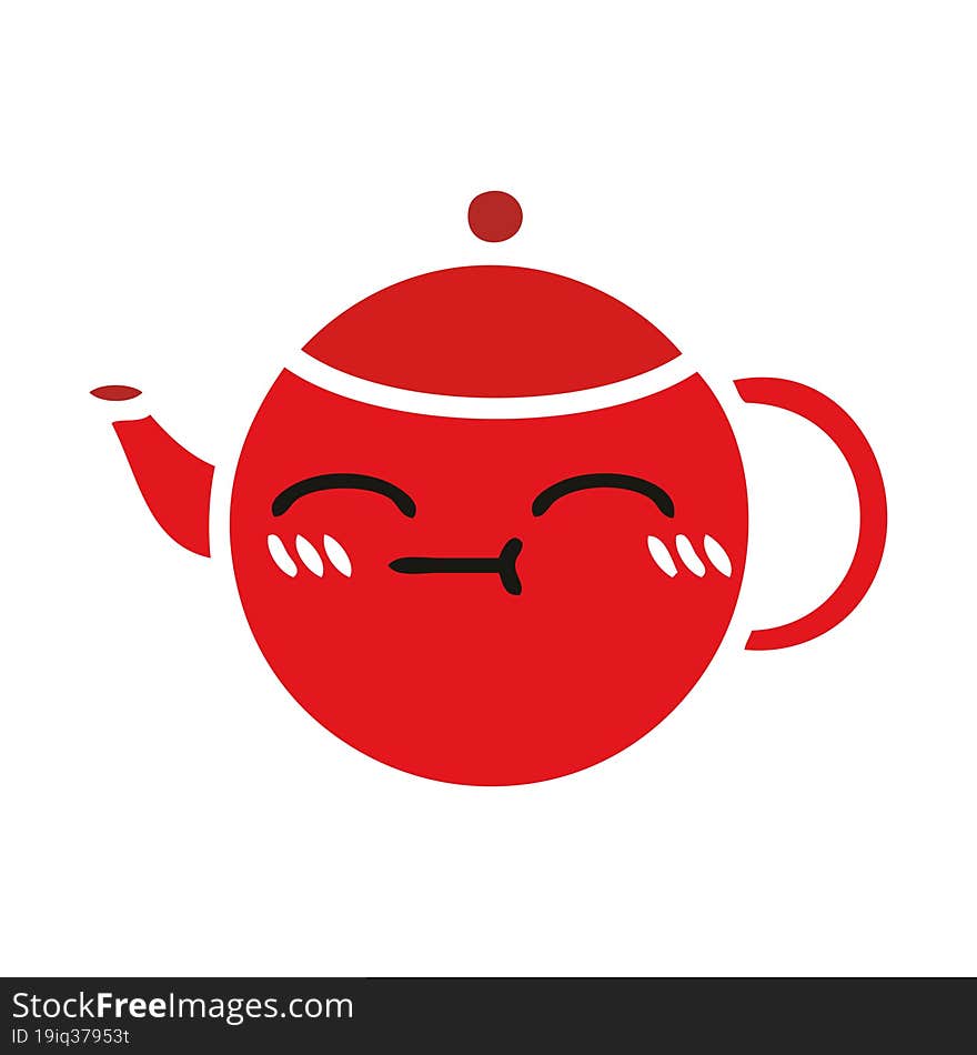 Flat Color Retro Cartoon Teapot