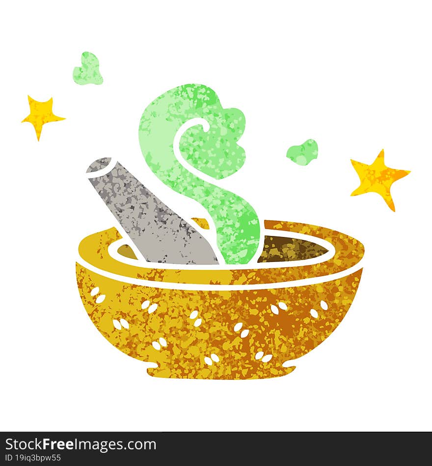 quirky retro illustration style cartoon magic pestle and mortar