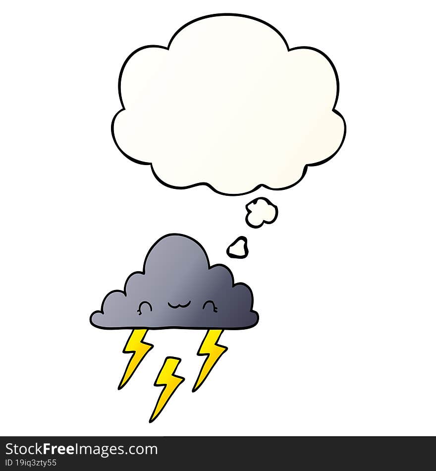 cartoon storm cloud and thought bubble in smooth gradient style