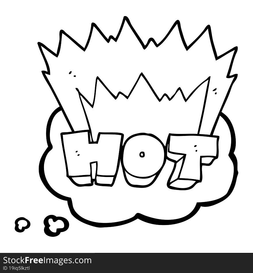 thought bubble cartoon word hot