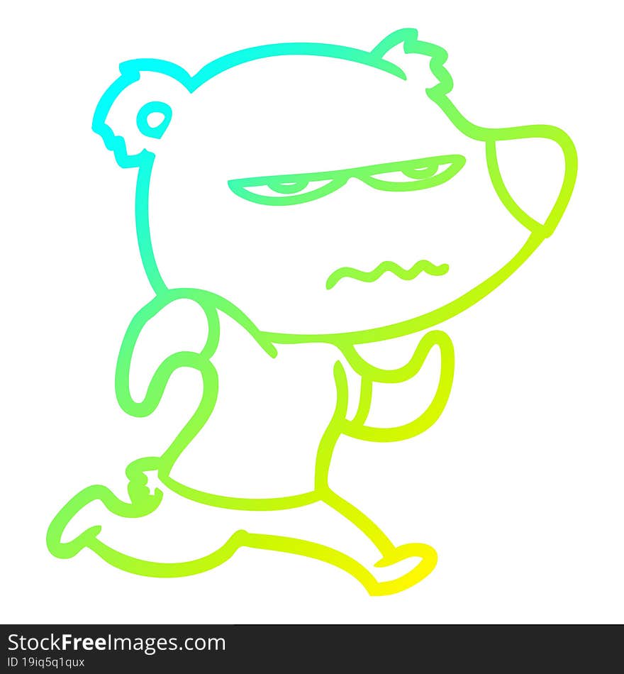 cold gradient line drawing angry bear polar cartoon