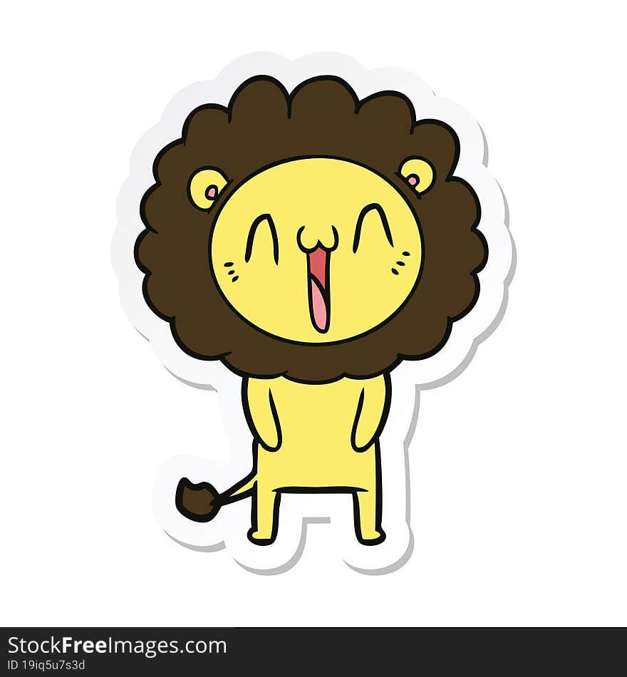 sticker of a happy cartoon lion