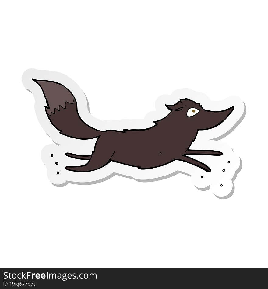 sticker of a cartoon wolf running