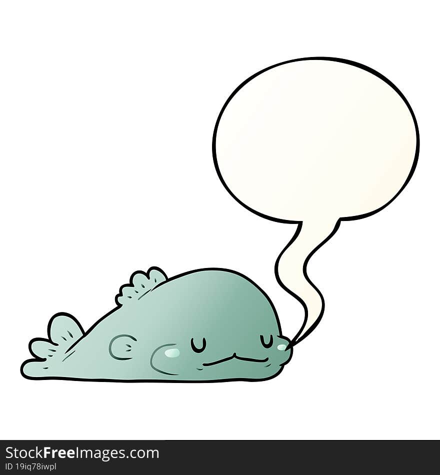 cute cartoon fish and speech bubble in smooth gradient style