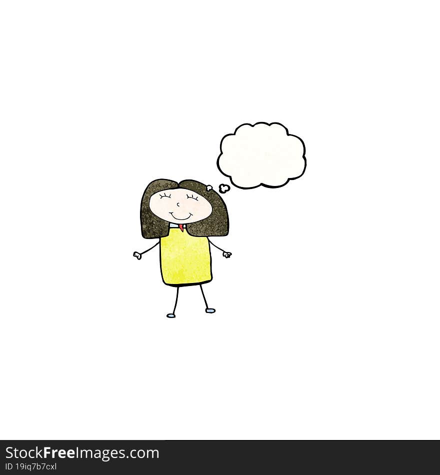 child\'s drawing of a woman with thought bubble