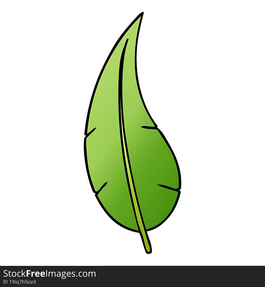 hand drawn gradient cartoon doodle of a green long leaf