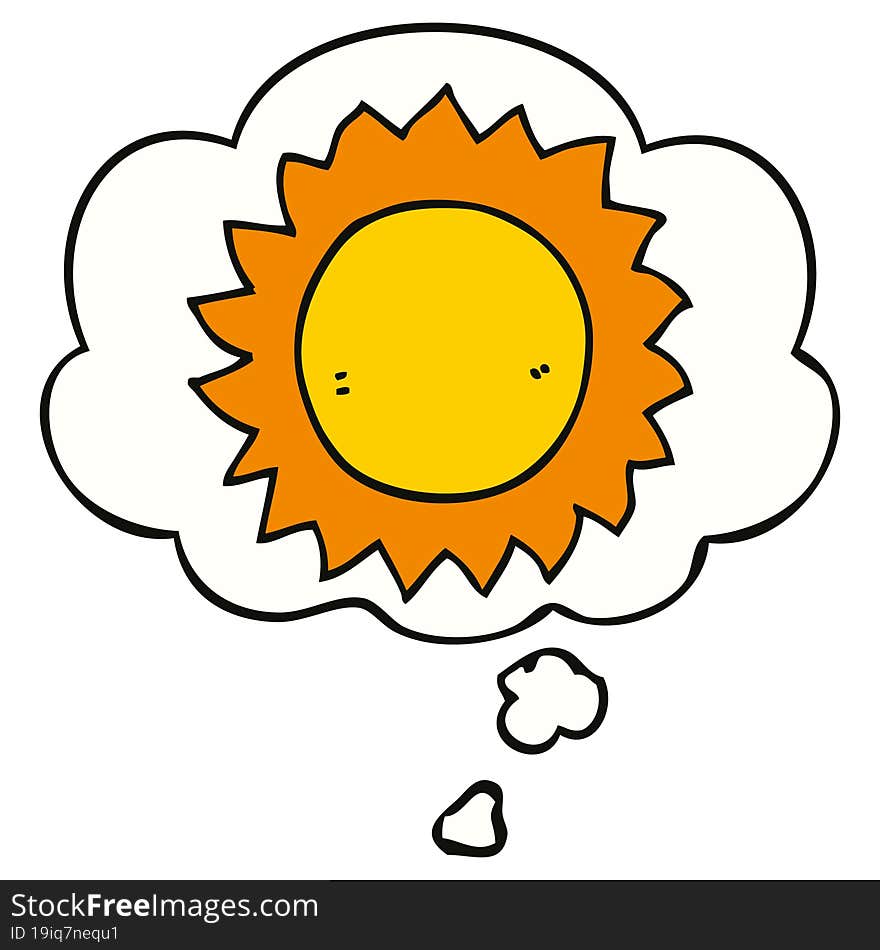 Cartoon Sun And Thought Bubble