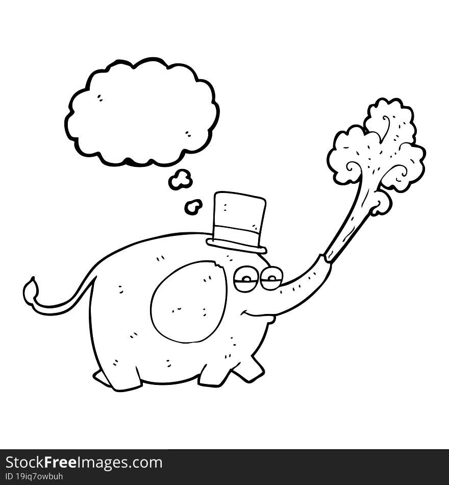 thought bubble cartoon elephant squirting water