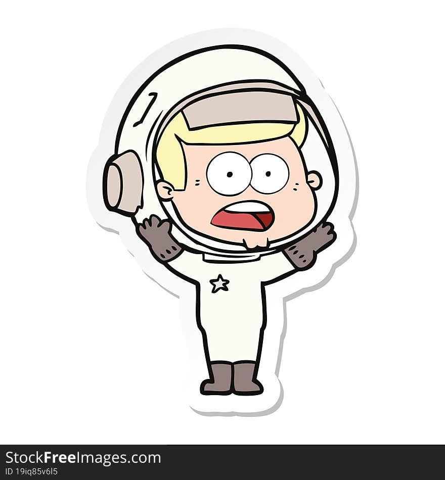 sticker of a cartoon surprised astronaut