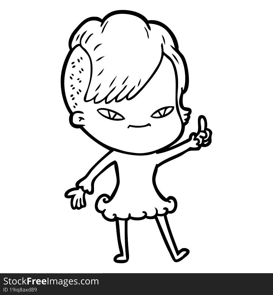 cute cartoon girl with hipster haircut. cute cartoon girl with hipster haircut