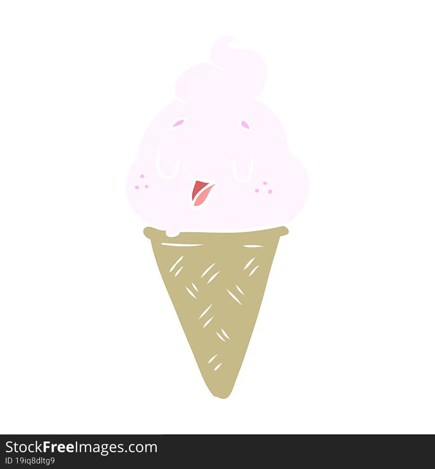 cute flat color style cartoon ice cream