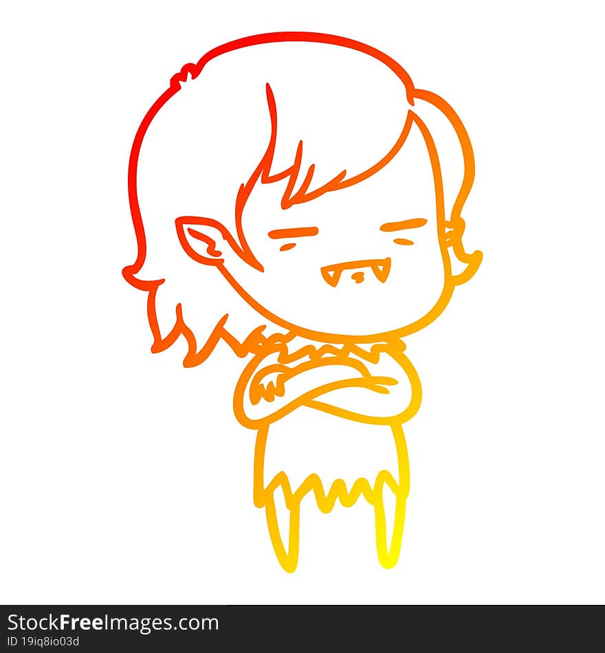 warm gradient line drawing cartoon undead vampire girl