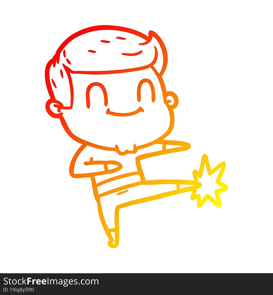 warm gradient line drawing of a cartoon friendly man