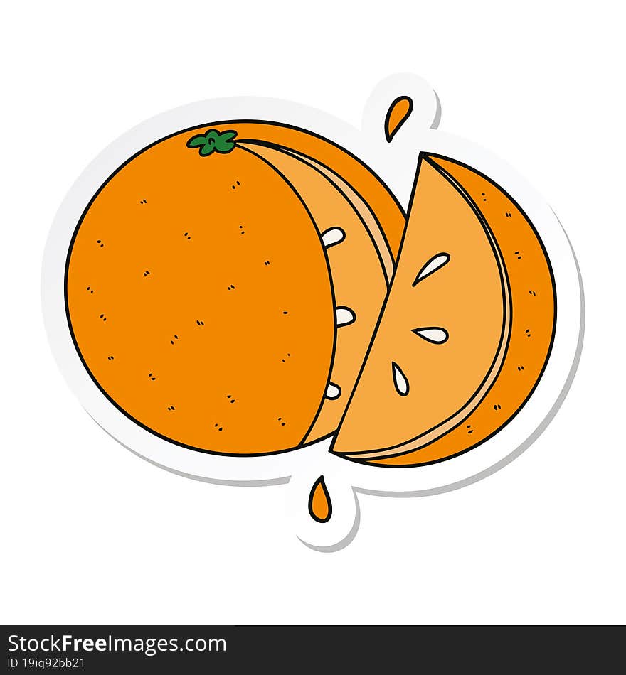 sticker of a cartoon orange slice