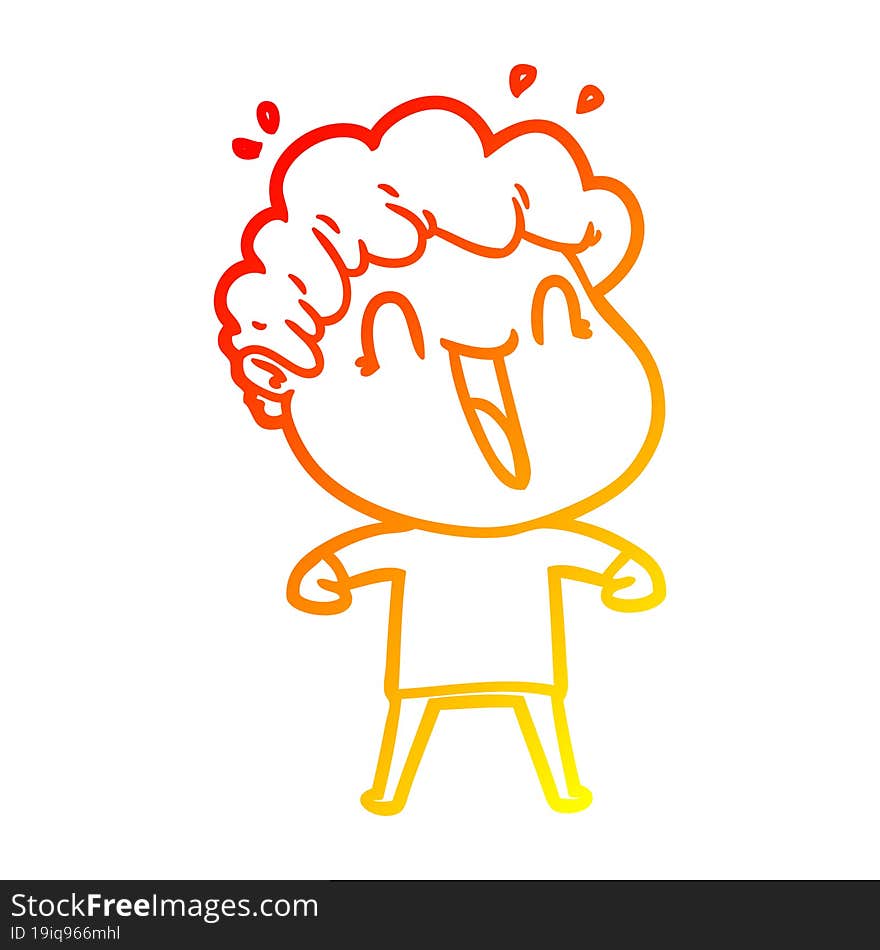 warm gradient line drawing cartoon happy man laughing