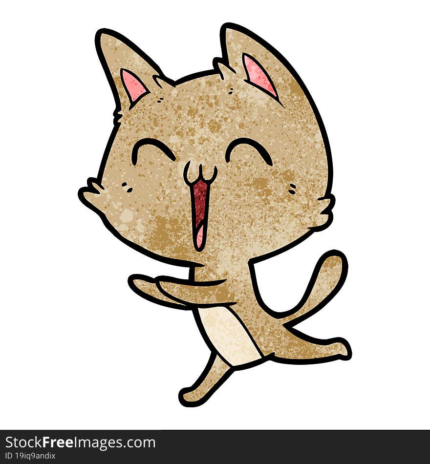 happy cartoon cat meowing. happy cartoon cat meowing