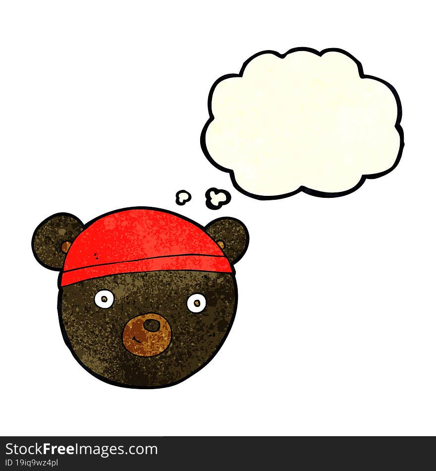 cartoon black bear face with thought bubble