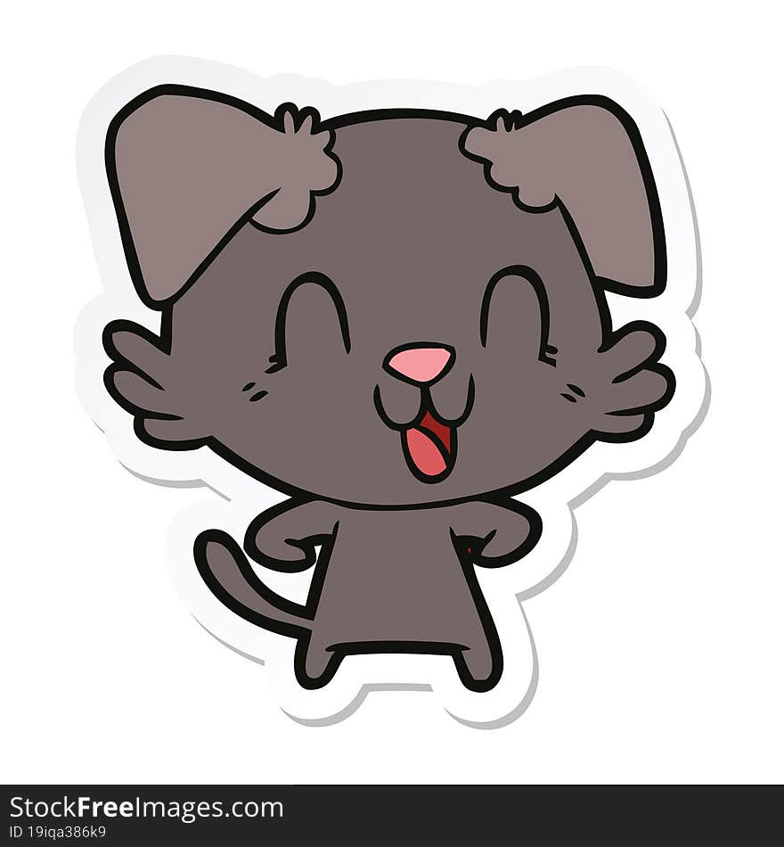 sticker of a laughing cartoon dog