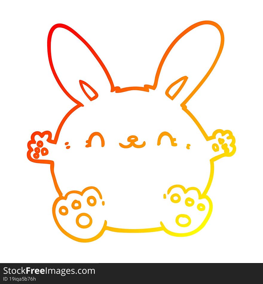 warm gradient line drawing of a cute cartoon rabbit