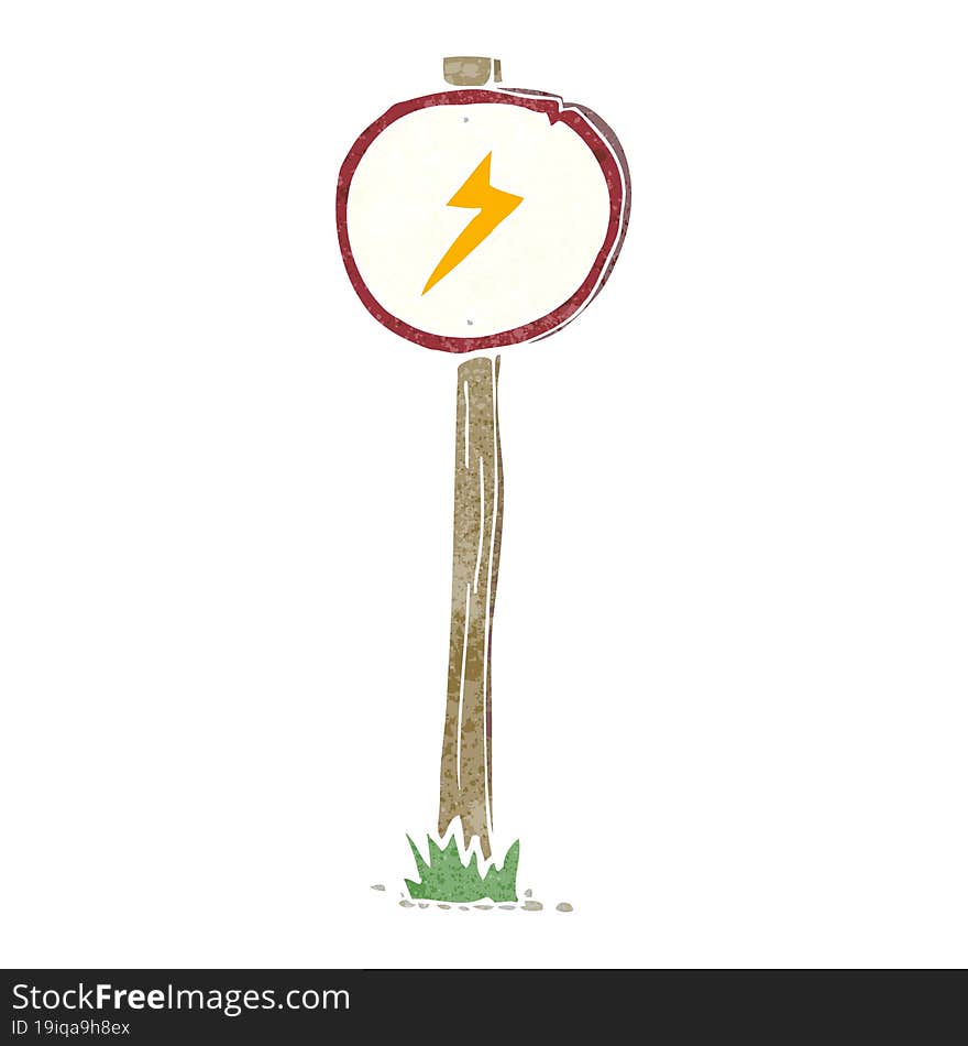 cartoon electrical warning sign