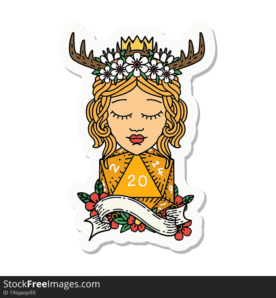 Human Druid With Natural Twenty Dice Roll Sticker