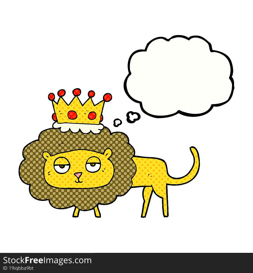 thought bubble cartoon lion with crown