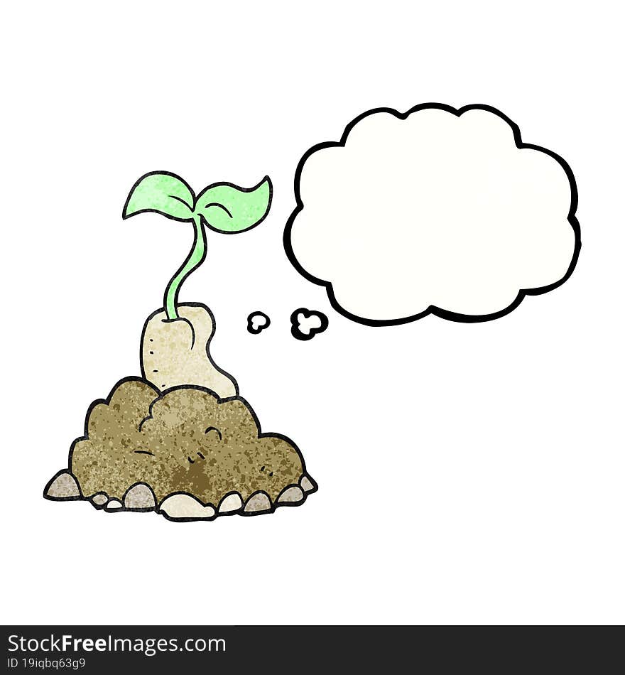 Thought Bubble Textured Cartoon Sprouting Seed