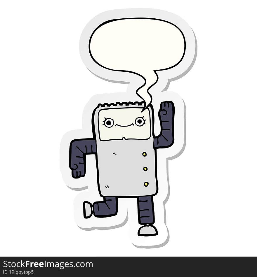 cartoon robot and speech bubble sticker