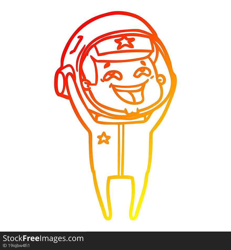 warm gradient line drawing cartoon laughing astronaut