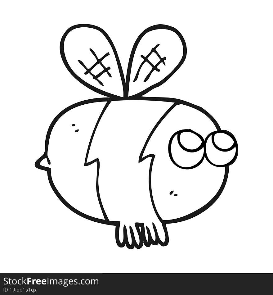 Black And White Cartoon Bee