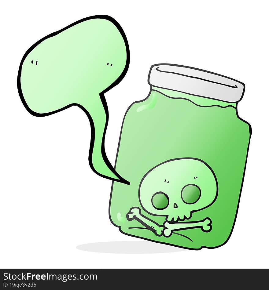 freehand drawn speech bubble cartoon jar with skull