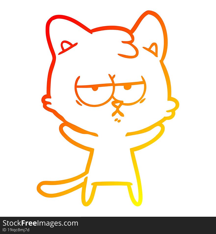 warm gradient line drawing bored cartoon cat