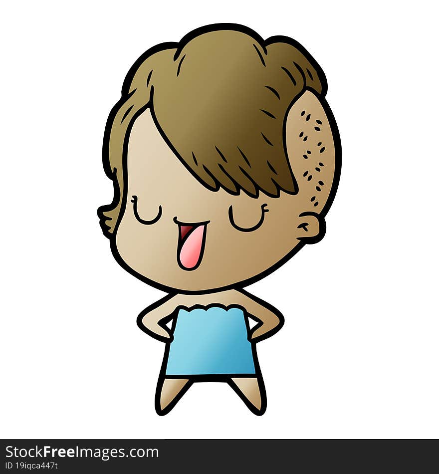 cute cartoon girl with hipster haircut. cute cartoon girl with hipster haircut