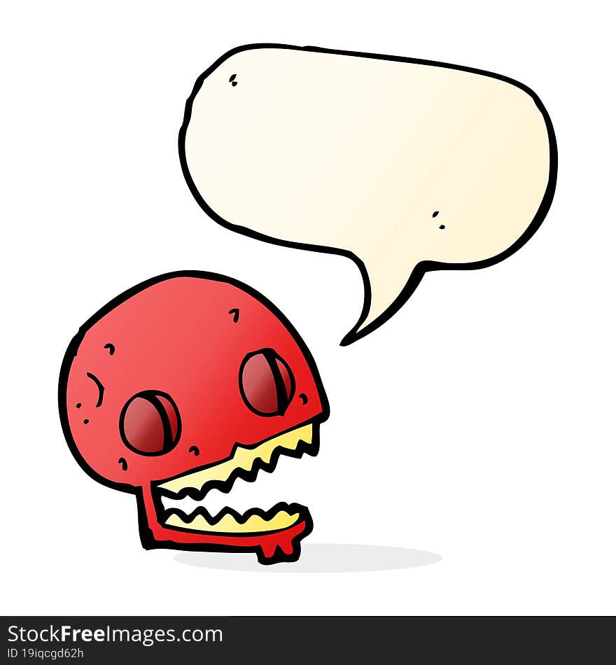 Cartoon Spooky Skull With Speech Bubble